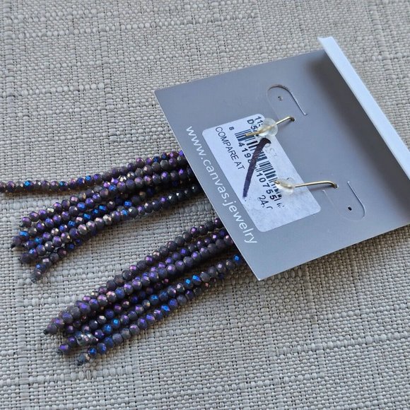 CANVAS Women Earrings Drop Down Pruple Tone Beads Gold Tone Fashion Ear Jewelry - Picture 6 of 9